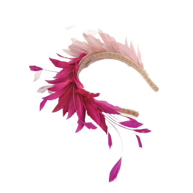 Diadema de Plumas Bicolor Rosas