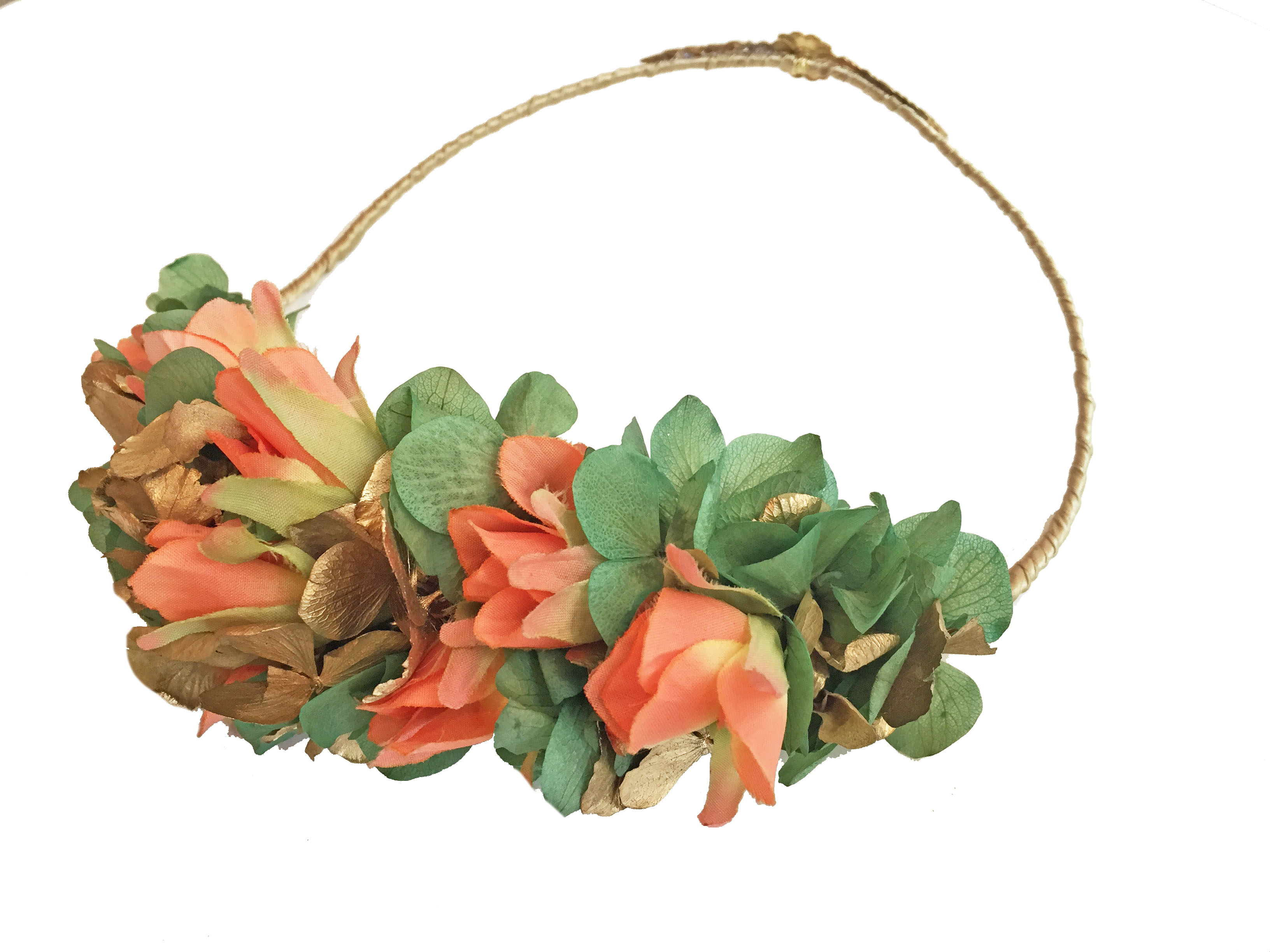 Corona de Flores Reversible Coral y Verde