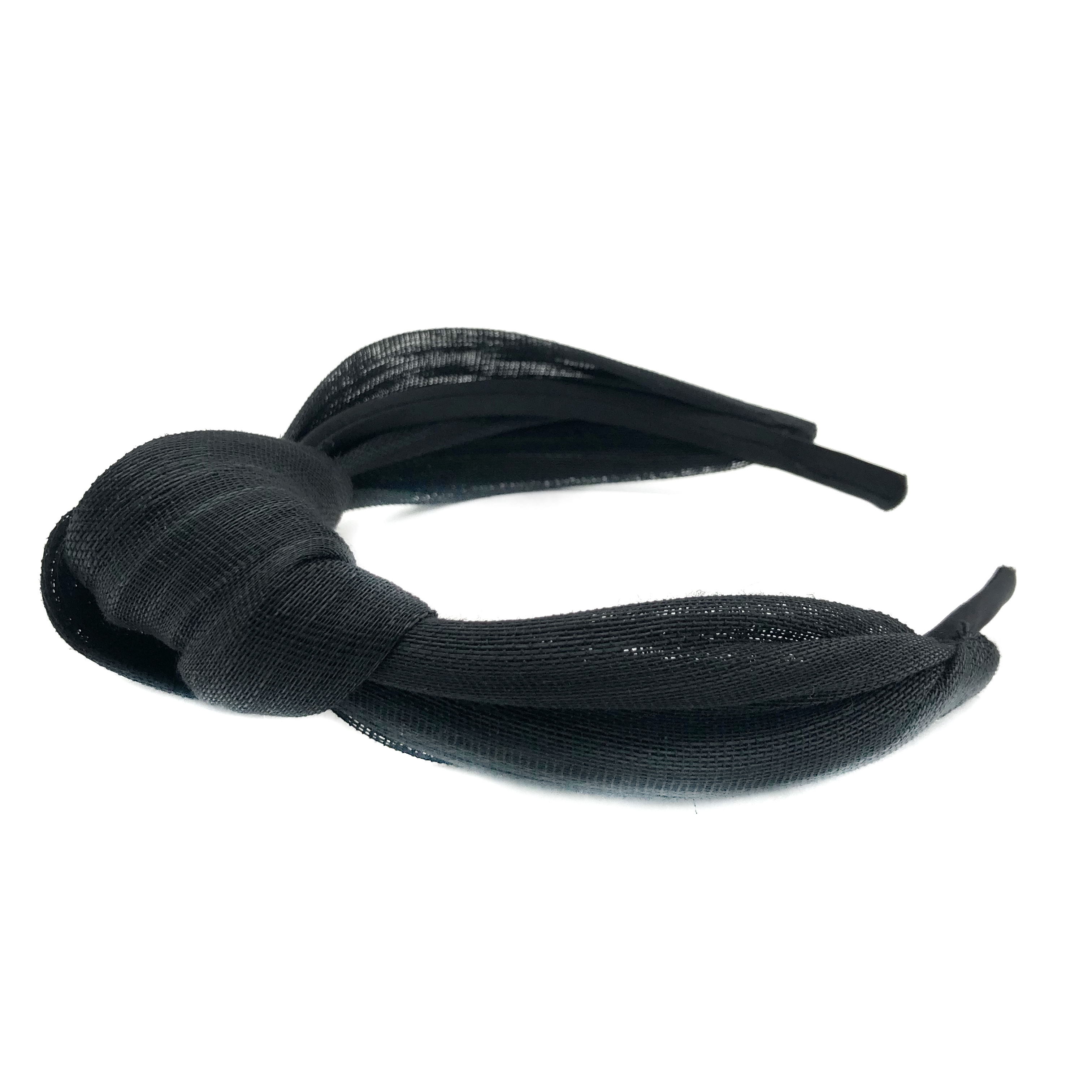 Diadema con Nudo de Sinamay de Algodón Negro